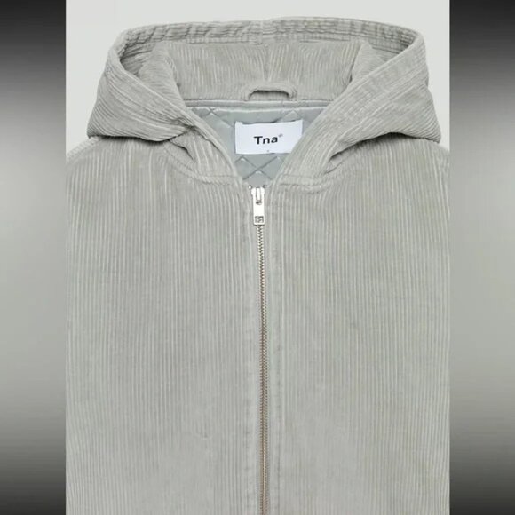 NWOT Tna Morrison Women Dusty Green Corduroy Jacket 2 Quilted Hooded Winter Coat - Picture 2 of 11